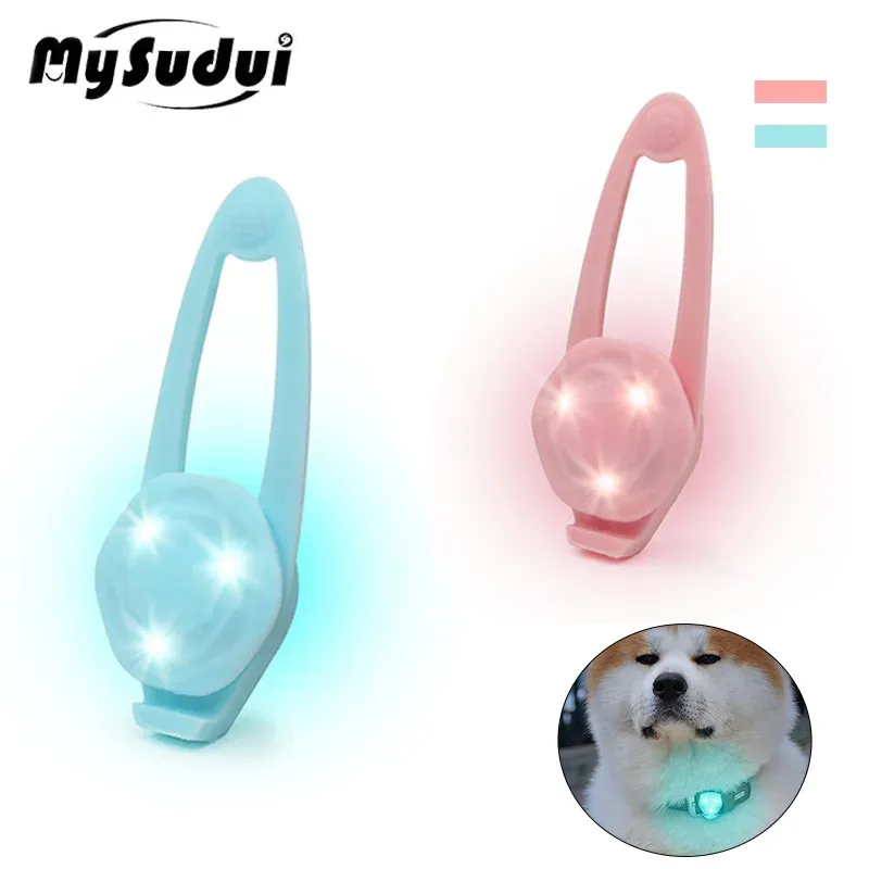 Colliers pour chiens avec lumières LED à clipser, étiquette étanche pour animaux de compagnie, pour la marche nocturne, brillante, haute visibilité, à fixer au collier, au harnais, à la laisse, anti-perte