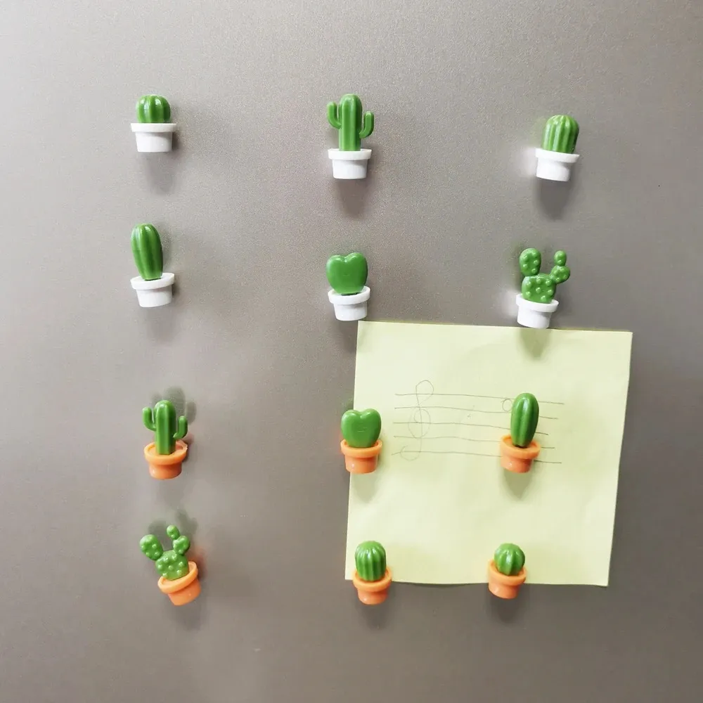 6 pièces Cactus réfrigérateur aimant réfrigérateur autocollant magnétique 3D mignon plante succulente babillard rappel décoration de la maison cuisine 240227