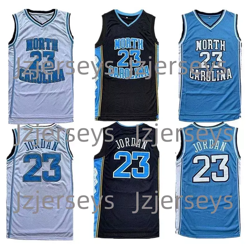 NCAA North Carolina Баскетбольные майки Tar Heels 23 Michael сшитый Джерси UNC College man Черный Белый Синий Мужчины