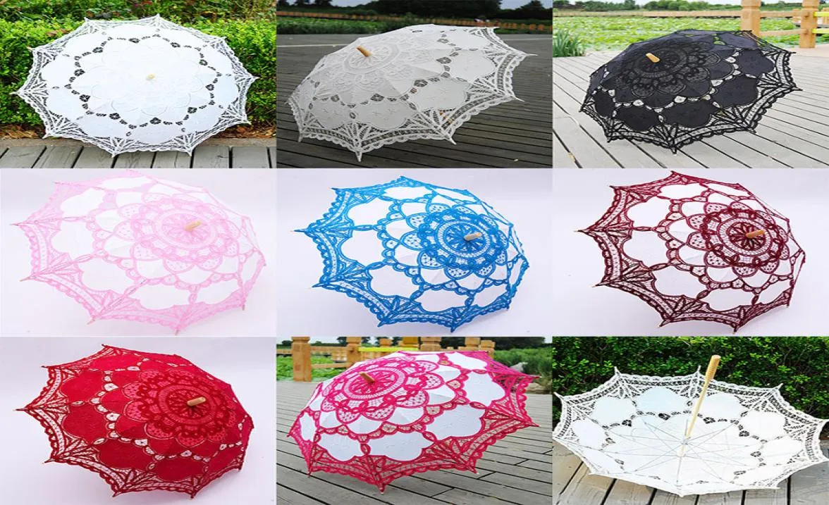 48cm Long handle lace Umbrellas Handmade Art wedding Bridesmaid gifts Embroidery Wedding Umbrella parasol Romantic Bridal WX918725584258