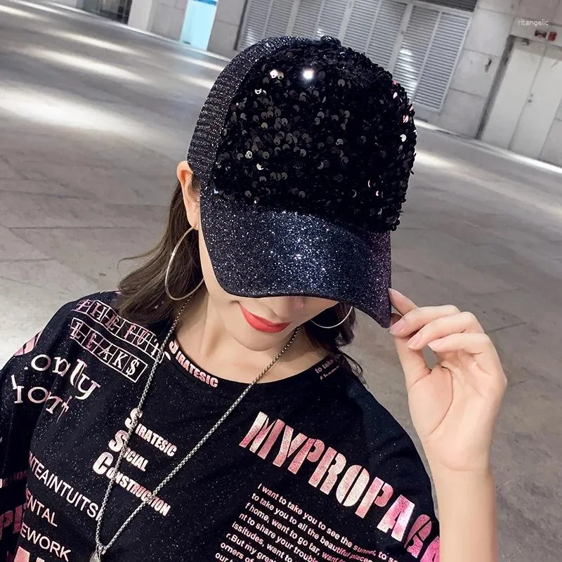 Ball Caps Baseball Kappe Frauen Sommer Atmungs Koreanische Hut Mesh Mode Lässig Suncreen Bling Trendy Sonne Weiblich