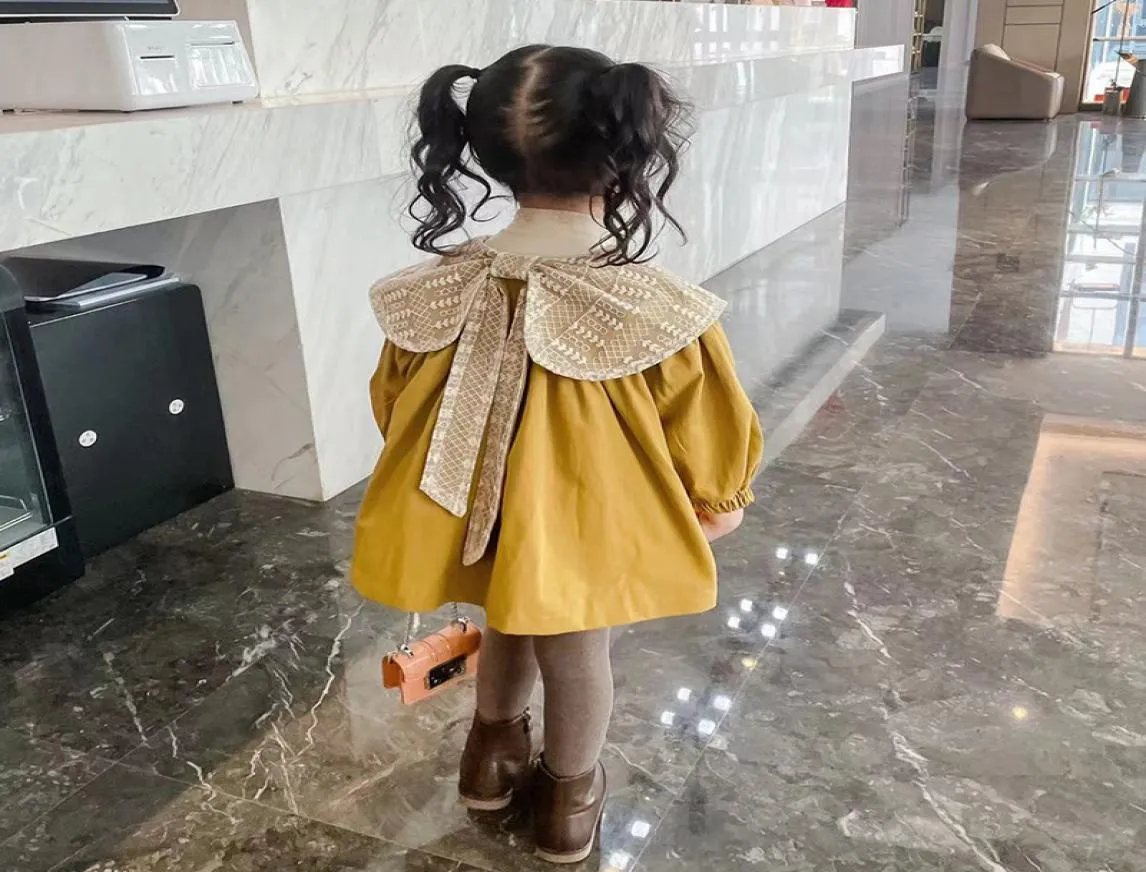 Autumn Kids Trench Coat Girls Embroidery Big Bows Princess Outwear Children Single Breasted Long Sleeve Clothing Q88061258564