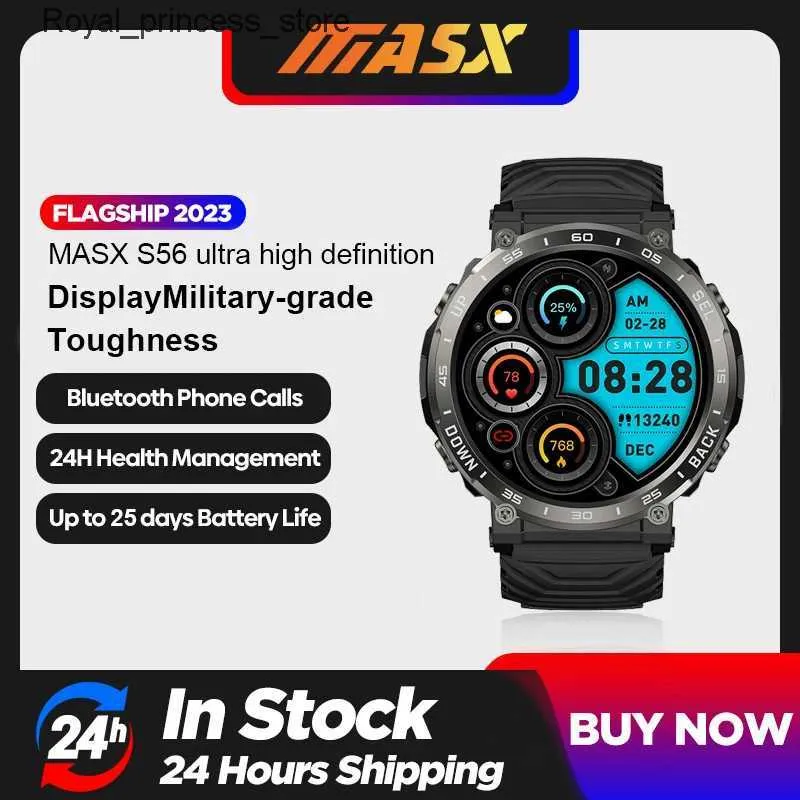 その他の時計MASX S56インテリジェント1.43インチ超高解像度ディスプレイ380MAH BLUETOOTH軍事グレード耐久性スポーツQ240301
