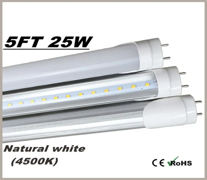 5ft LED -rör T8 Ljus 4000K Dagsljus Neutral vit 25watt 3000lm SMD2835 85265V LED -belysning 5 fot lysrörslamp1466224