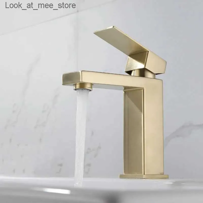 Rubinetti per lavandino del bagno Rubinetto moderno per lavabo bagno rubinetti oro nero e argento deck lavabo rubinetto miscelatore acqua calda e fredda rubinetti in acciaio inossidabile Q240301