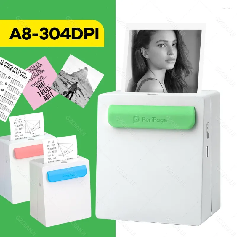 Peripage A8 Portable Mini Pocket Wireless Bluetooth Thermal Printer 304DPI PO Picture Paper Roll för mobiltelefon