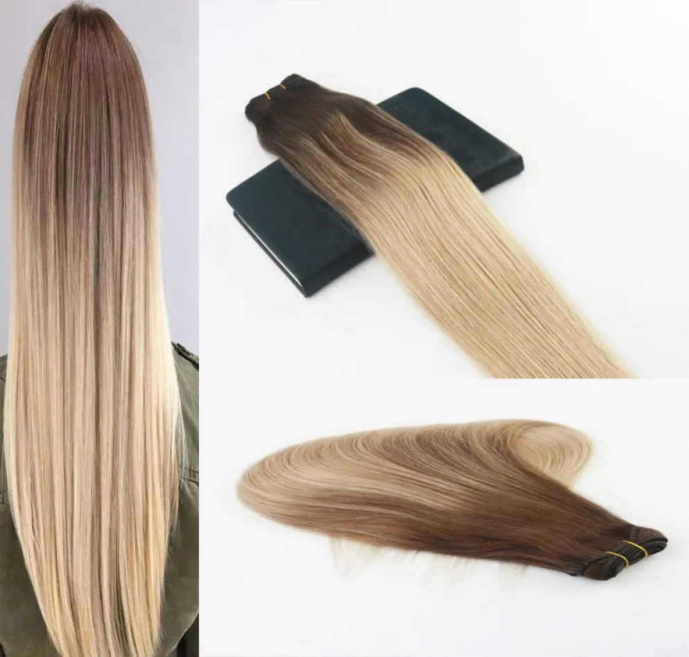 Human Hair Bundles Ombre 4 Fading to 18 Highlights Brazilian Virgin Hair 100G Per Bundle Straight Human Hair Weft Extensions6128406