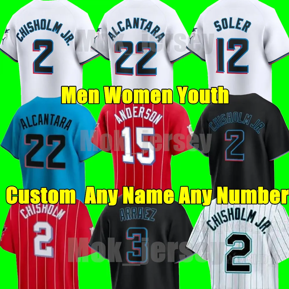 2024 Custom S 4XL Jersey Andre Dawson Jazz Chisholm Jr. Baseball Jersey Sandy Alcantara Miguel Rojas Miami Jose Fernandez Jorge Soler Jon Berti