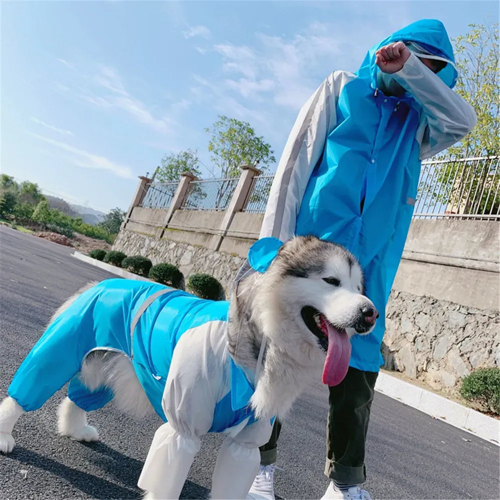 Raincoats Miflame Dinossauro Grande Cão Capa de Chuva 7XL À Prova D 'Água Grande Roupas de Cão Correspondência Proprietário Conjunto Labrador Satsuma Família Trajes de Cão