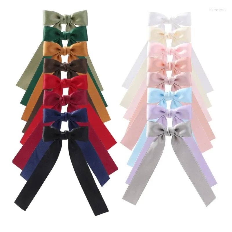 Hair Accessories Set Of 8 Bows With Long Tassels Elegant Bow Clips Trendy French Decoration For Girls & Ladies H37A