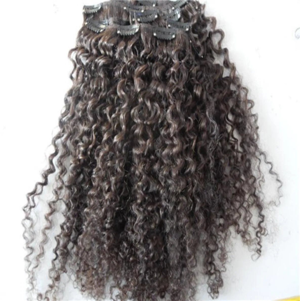 new chinese curly hair weft clip in kinky curl weaves unprocessed natural black color dark brown color human extensions chinese ha3884199