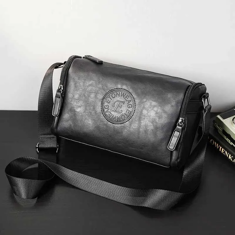 Kvällspåsar affärer svart herr axelväska utomhus casure man crossbody messenger väska pu läder sling påse manlig liten fyrkantig väska J240301