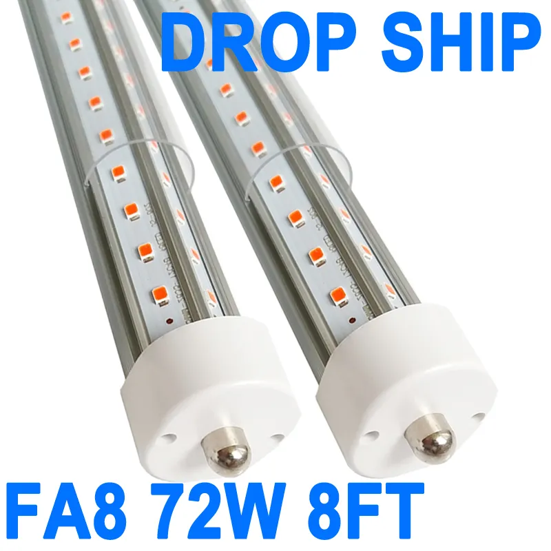 Tube lumineux LED de 2,4 m, ampoules LED T8 de 2,4 m, 72 W, 6 500 K, blanc lumière du jour, base FA8, tubes LED, remplacement d'ampoule fluorescente, 5 400 lumens, crestech alimenté par double extrémité