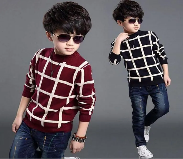 2019 Herfst Winter Engeland Stijl Klassieke geruite sweate Kinderen jongen Plaid Trui Jas Kinderkleding Baby jacquard Katoen Jongens Pull6104979