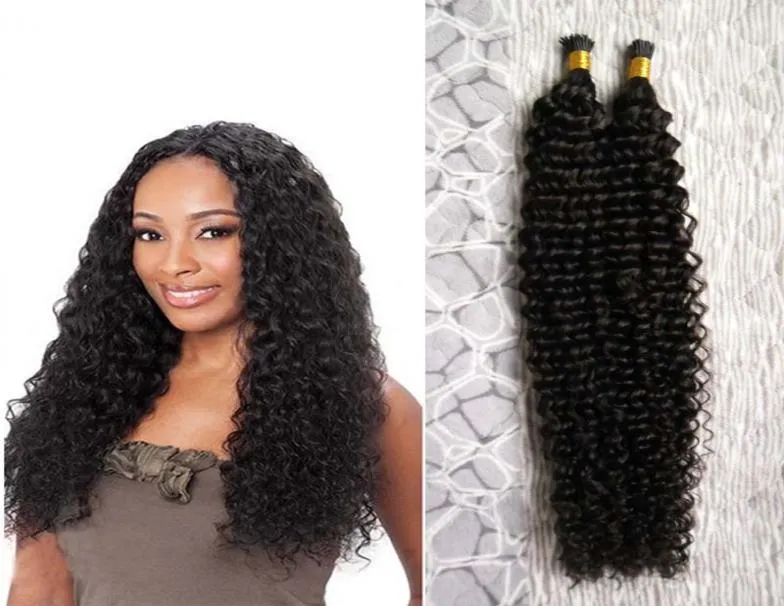 Extension de cheveux humains à la kératine bouclée naturelle Pred Bond 100g 1gStrand bouclé pré-collé sur la capsule I Tip Hair Extension Keratine7091912