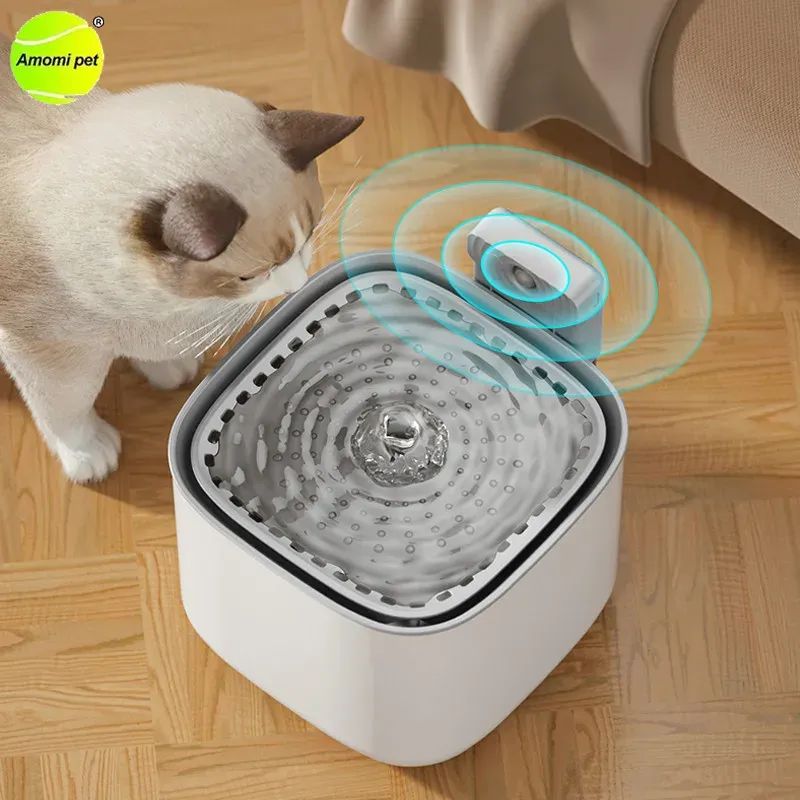 Fournitures 3L Fontaine d'eau automatique pour chat Distributeur d'eau potable intelligent pour chats de compagnie Mode de charge Abreuvoir à capteur automatique pour fontaine à chat