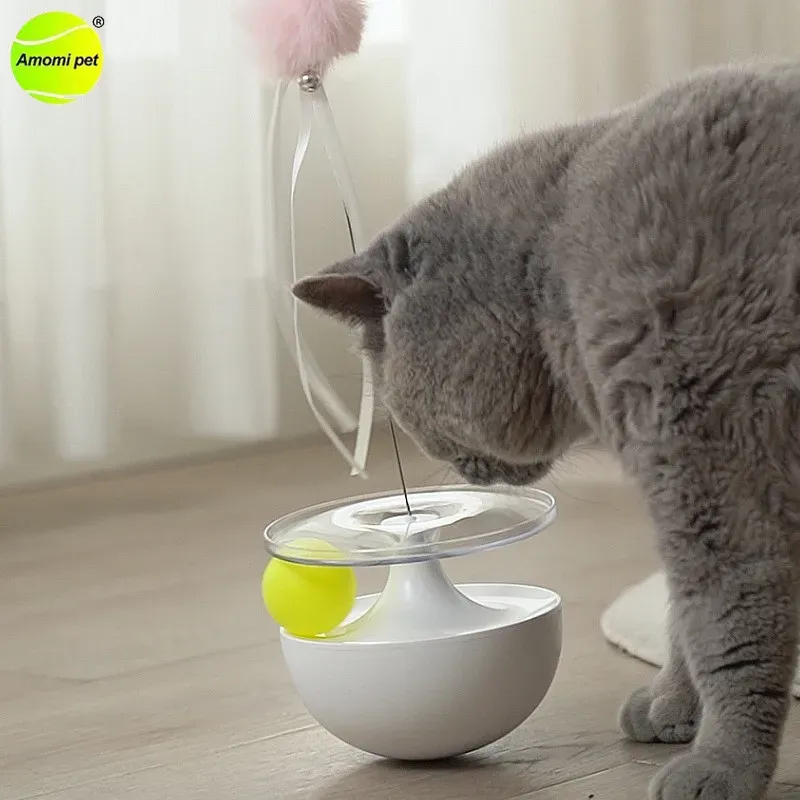 Toys Pet Cat Tumbler Oyuncak Tüy topu salıncak Oyuncaklar Kediler Sızan Yemek Topu Selfhey Tumbler Komik Bulmaca Kediler İçin Etkileşimli Oyuncak
