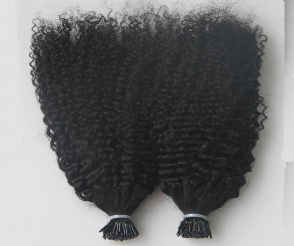 Virgin Mongolian Afro Kinky Curly Hair Ganzer Kopf 200G I Tip Echthaarverlängerungen Vorgebundene Keratin-Haarverlängerungen mit Stabspitze 202018136