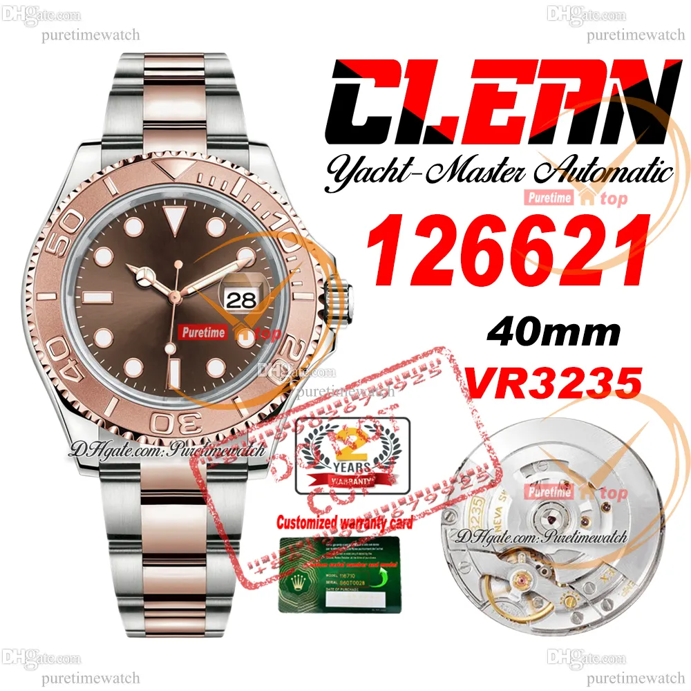 126621 VR3235 Orologio automatico da uomo Clean CF Y-M 40 mm bicolore oro rosa quadrante marrone Cassa in acciaio 904L Bracciale Super Edition Stessa serie Card Puretime Reloj Hombre Montre