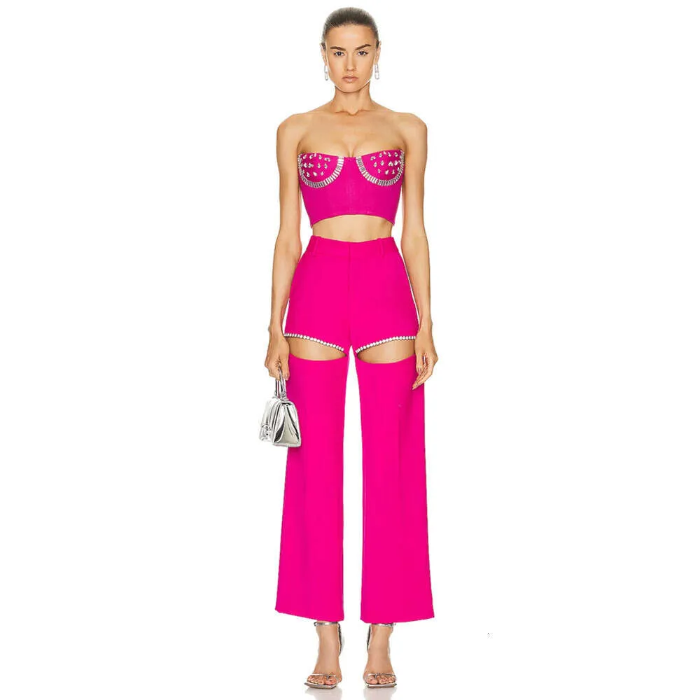 Nowy Rose Red Bandage High Street Fashion Bra Top Gread Netce Pants