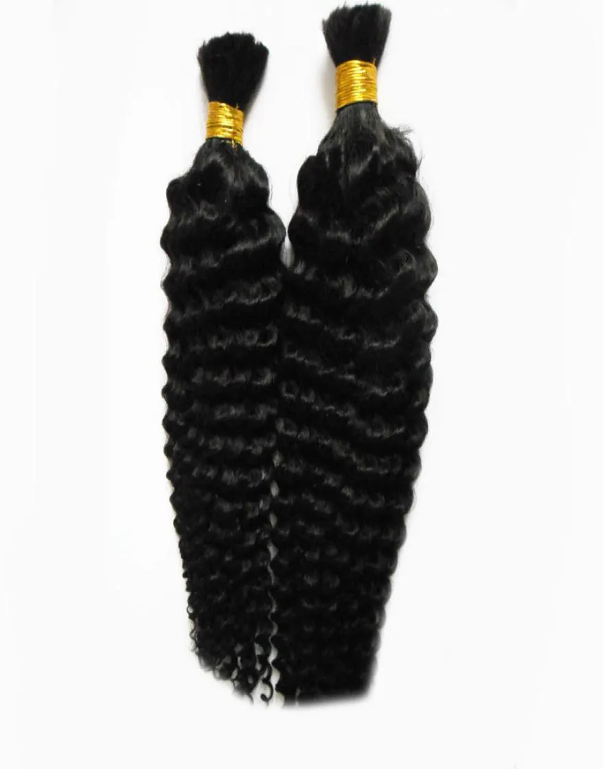 Extensions de cheveux humains bouclés sans trame, lot de 2 cheveux humains en vrac pour tressage, 1206767