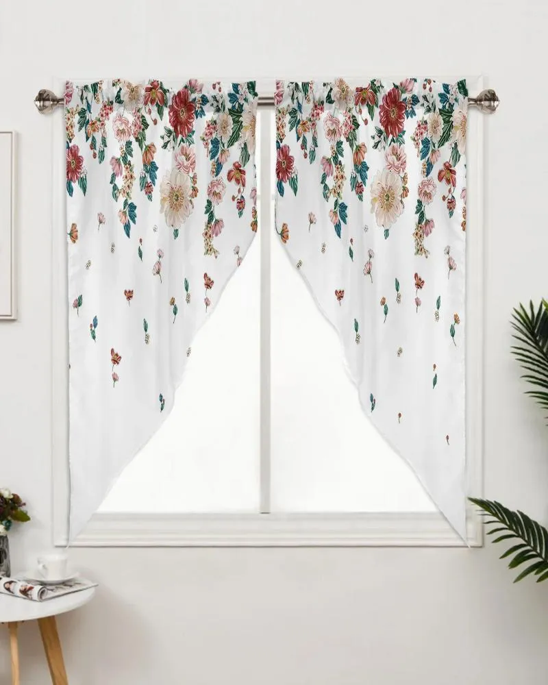 Curtain Plants Flowers White Curtains For Bedroom Window Living Room Triangular Blinds Drapes