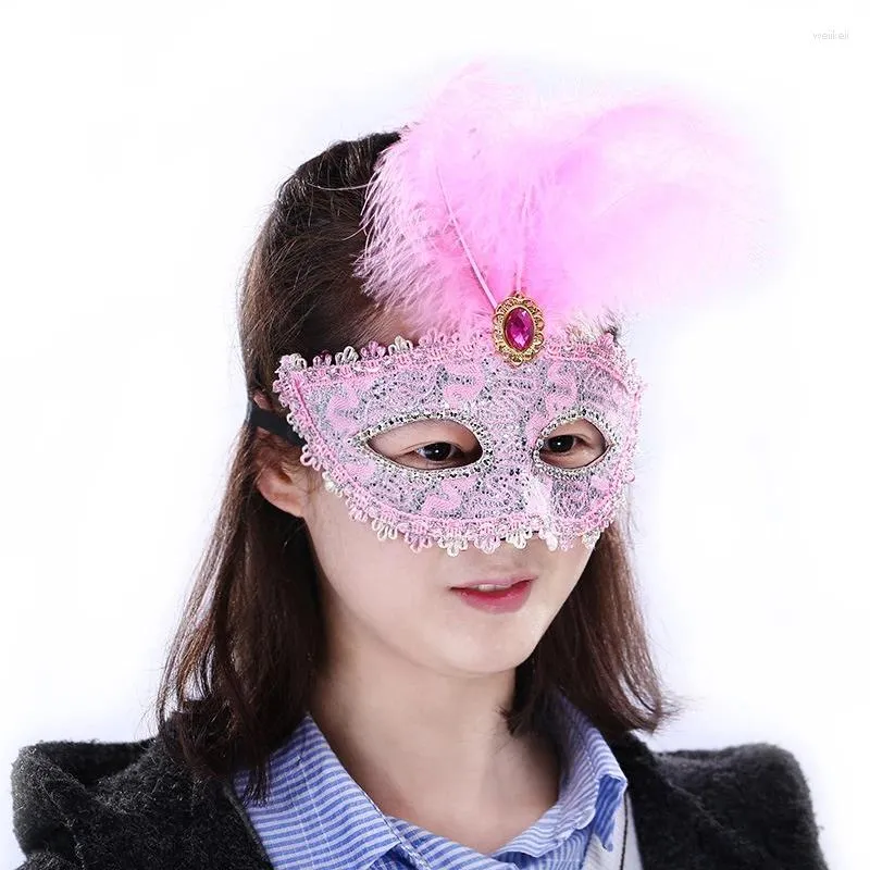 Forniture per feste Principessa ragazze Maschera di piume di pizzo Carnevale Ballo di Natale Costume Regali in maschera Bambini Compleanno Matrimonio Puntelli Cosplay