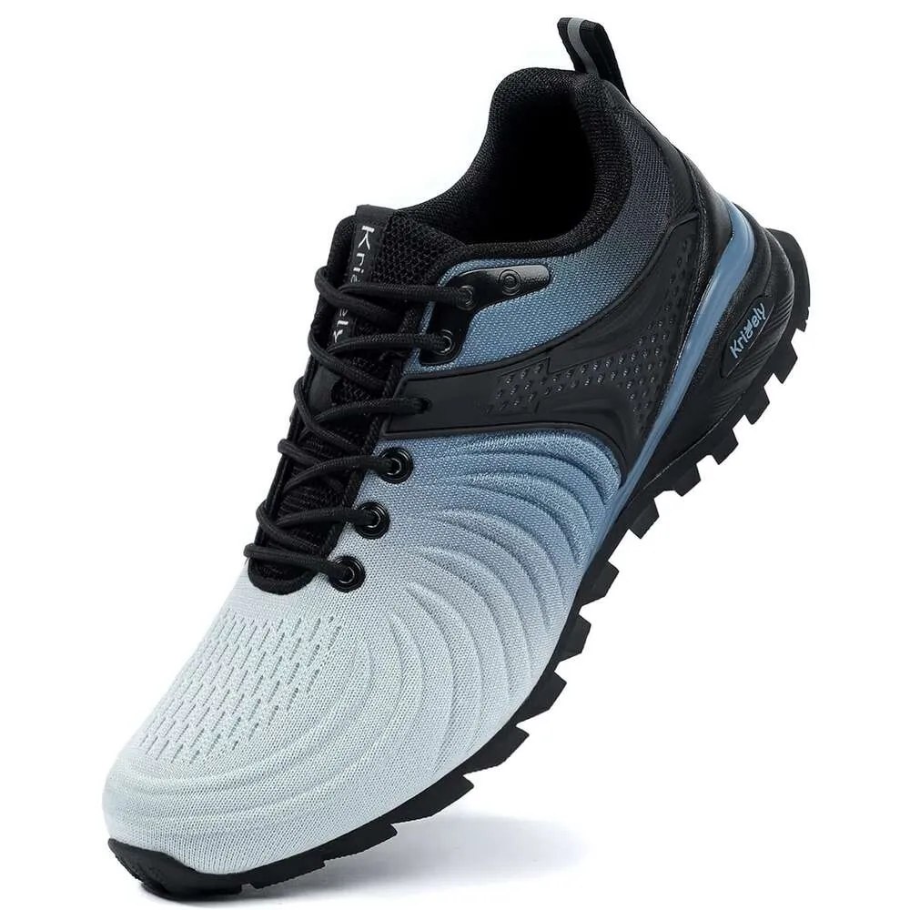 Kricely Scarpe da ginnastica da uomo leggere e traspiranti alla moda, antiscivolo, sportive, da palestra, da jogging, da trail running