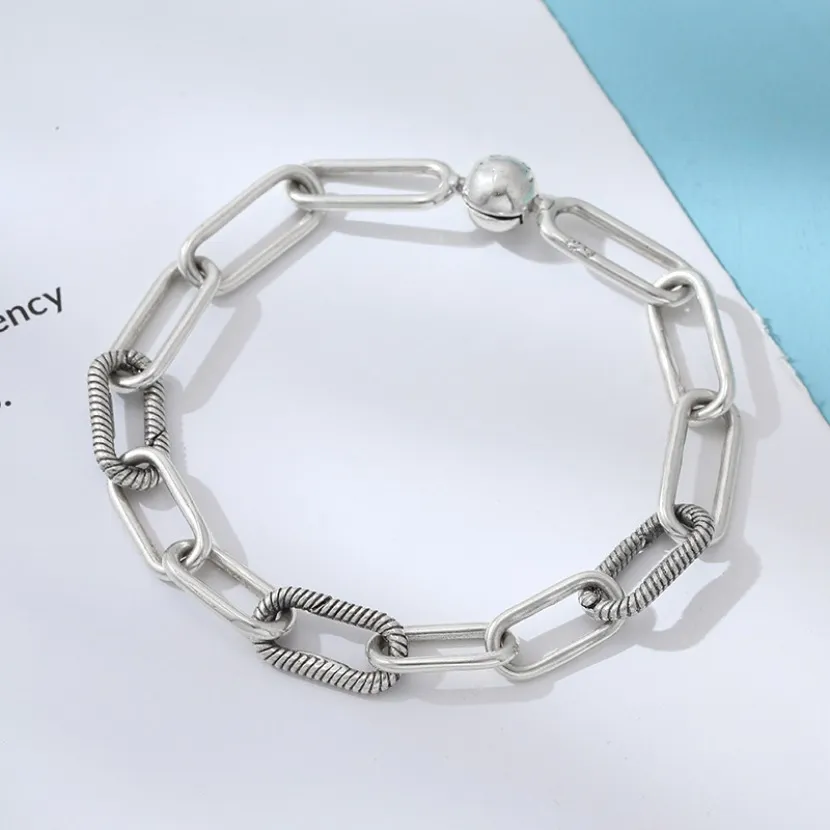 Designer Brand New Alliage Bracelets Argent Plaqué Charme Chaînes Bracelet Printemps Couple Amour Bijoux À Bricoler Soi-Même Boutique Bracelet En Gros