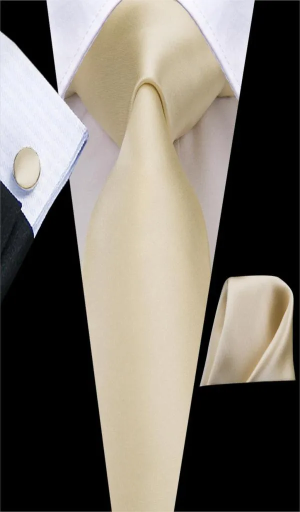 Hitie gravata masculina de seda champanhe sólida, gravata para festa de casamento, conjunto de gravata amarela de seda para pai c3266 dropshiping8742846
