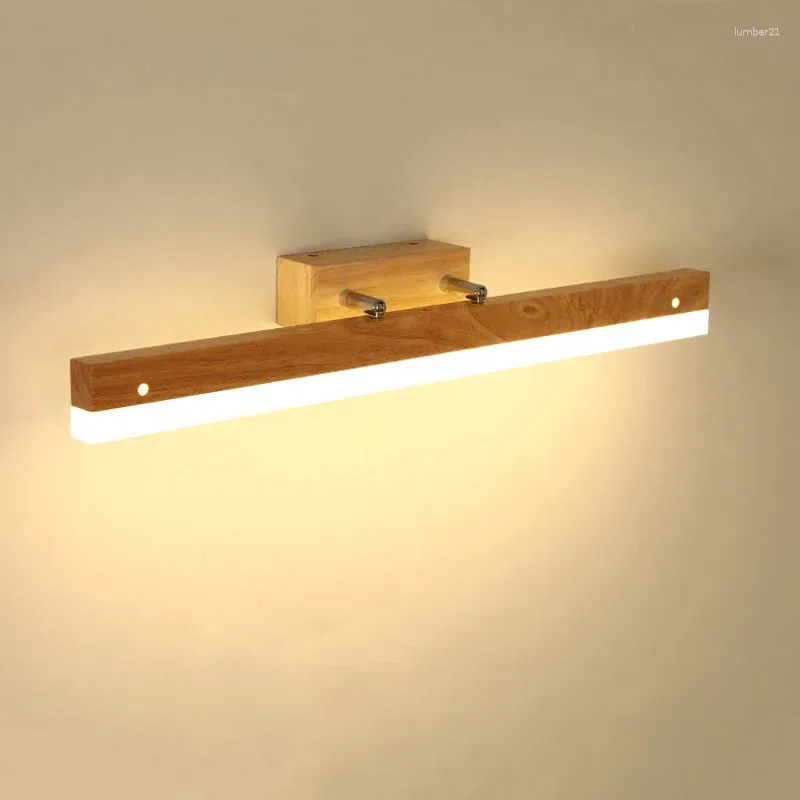 Lâmpada de parede nordic madeira maciça led espelho do banheiro luzes sala estar estudo cabeceira leitura iluminação interior decoração para casa luminária