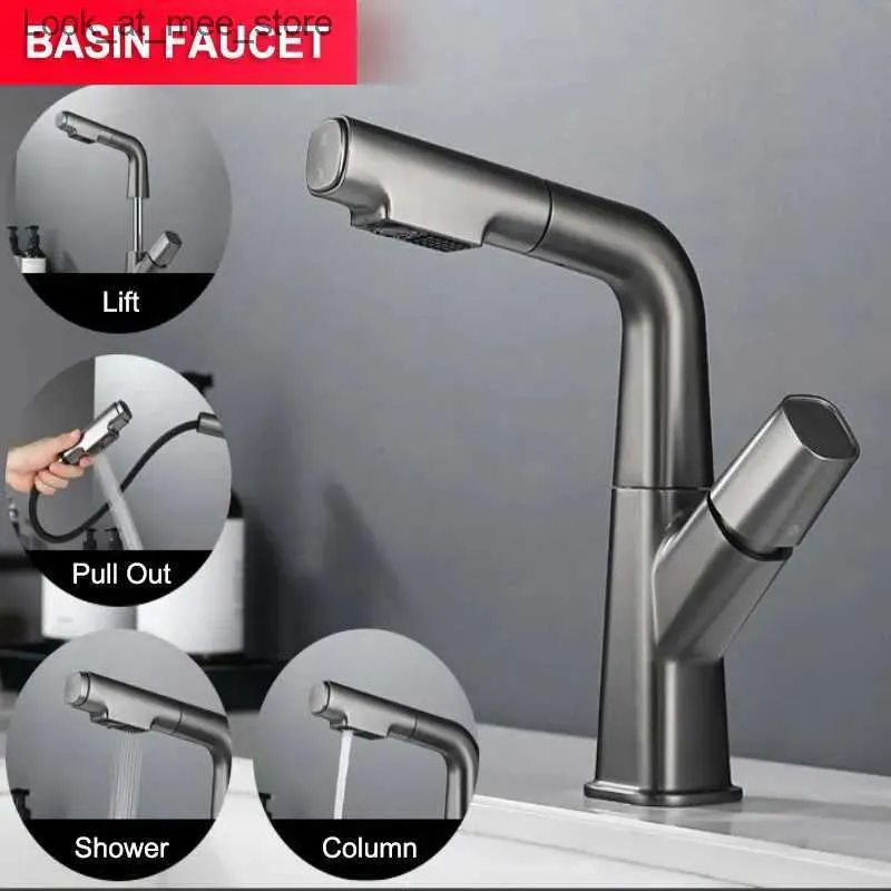 Banyo Lavabo muslukları Çekme Havza Musluğu 360 Kaldırma Havzası Museti Banyo Mikser Musluk Mutfak Mutfağı Mutabakat Çıkarımı Grey Q240301