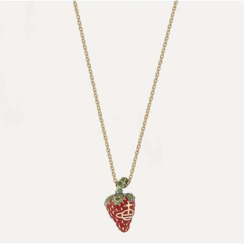 Designer Viviennes Westwoods Vivenne Westwoods smycken Hög version Empress Dowager Vivienne Vivienne lyxig och lyxig Leonela Small Strawberry Necklac