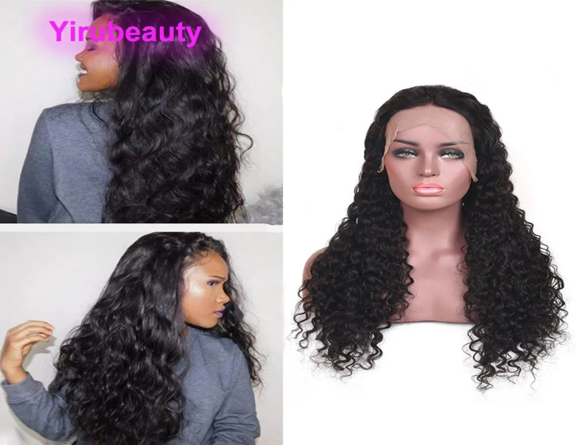Indian Unprocesseed Human Hair 13X4 Lace Front Wigs Natural Color Water Wave Wigs With Baby Hair Custommade Wet And Wavy3506254