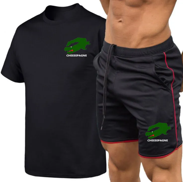 2024 Summer Nya mäns snabba torkningsset Fashion Sportwear Men's T-shirt Sports Shorts Set Men's Casual Wear Gym Sports Set