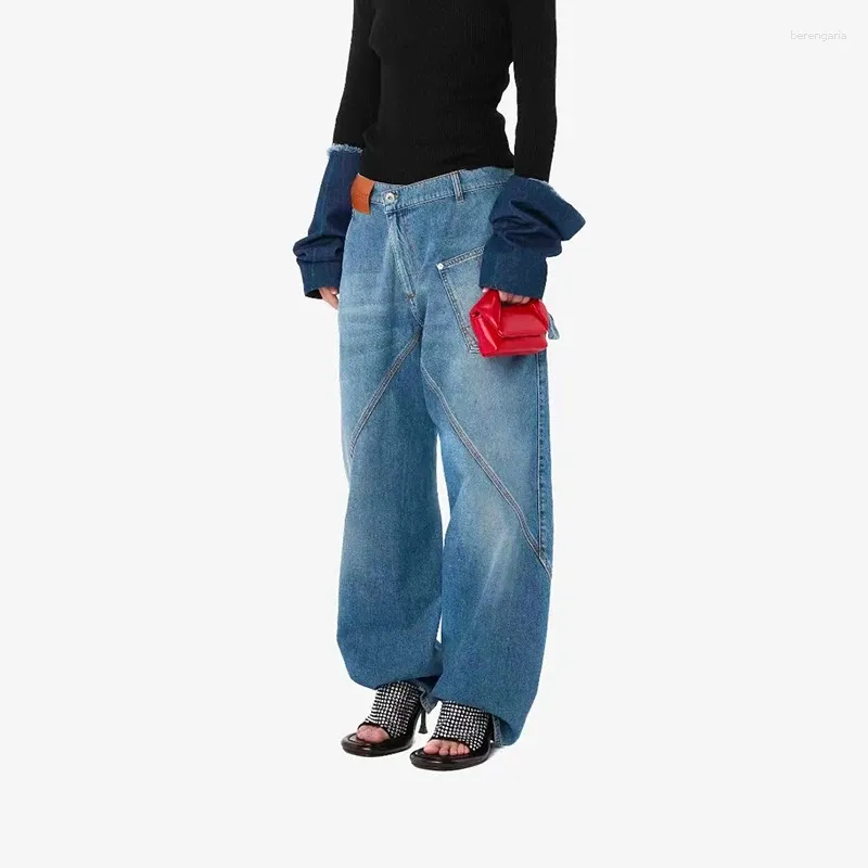 Women's Pants 2024 Spring Low-rise Jeans High-quality Wide-legged Fashionable Versatile Oblique Doorstop Y2k