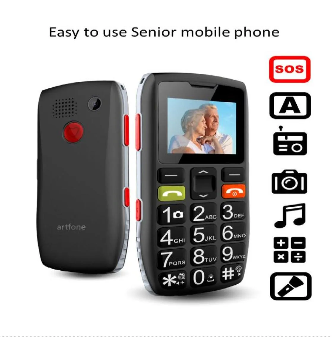 artfone C1 старший телефонхороший старший телефон телефон с большой кнопкойпростой телефонбольшой аккумуляторгромкий динамикSOSбоковая кнопка4627643