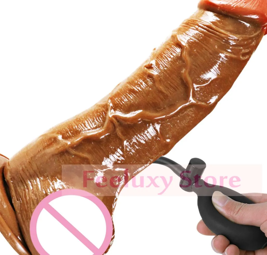 Uppblåsningsbar enorm realistisk dildo sugkopp riktigt stor penis dong sexleksaker för kvinnor onani anal plug vuxen sex leksaker cx2007082918254