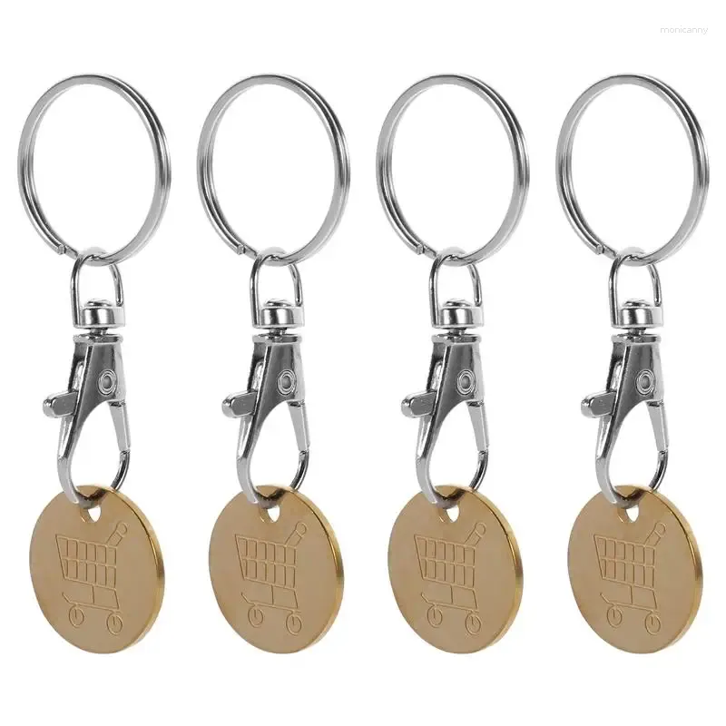 Chaveiros 4pcs Trolley Token Chaveiro Ornamento Metal Moeda Chaveiro Pequeno Chaveiro Pingente