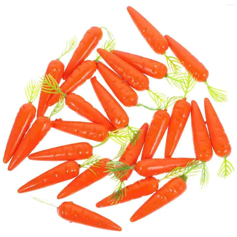 Fiori decorativi 25 pezzi Simulazione di carote Cibo finto Puntelli artificiali Statua da tavolo con decorazioni per piante finte
