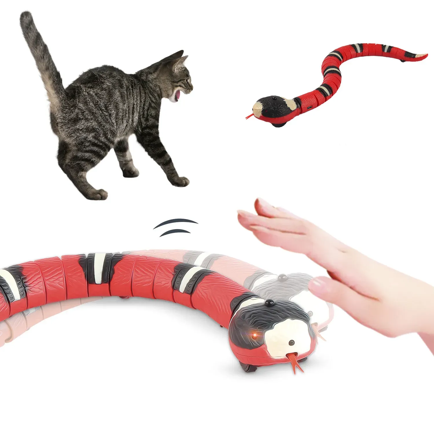 Toys Smart Sensing Interactive Cat Toys Automatisch Eletronic Snake Cat Play Play USB -oplaadbaar kitten speelgoed voor kattenhonden huisdier