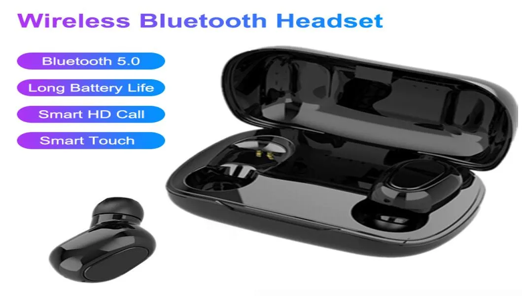 Populära Spot L21 Wireless Headset Bluetooth 50 Earbuds Mini TWS Sports Stereo Noise Reduction Smartphone Charging Case med mic2743710