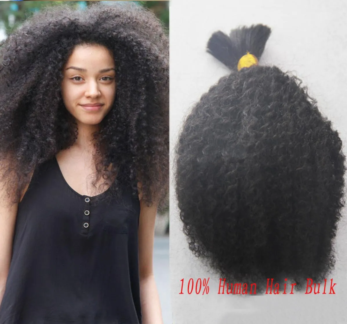 100g afro kinky em massa 1 pacotes de cabelo humano trança em massa sem trama mongol kinky encaracolado cabelo em massa para trança hair9777300