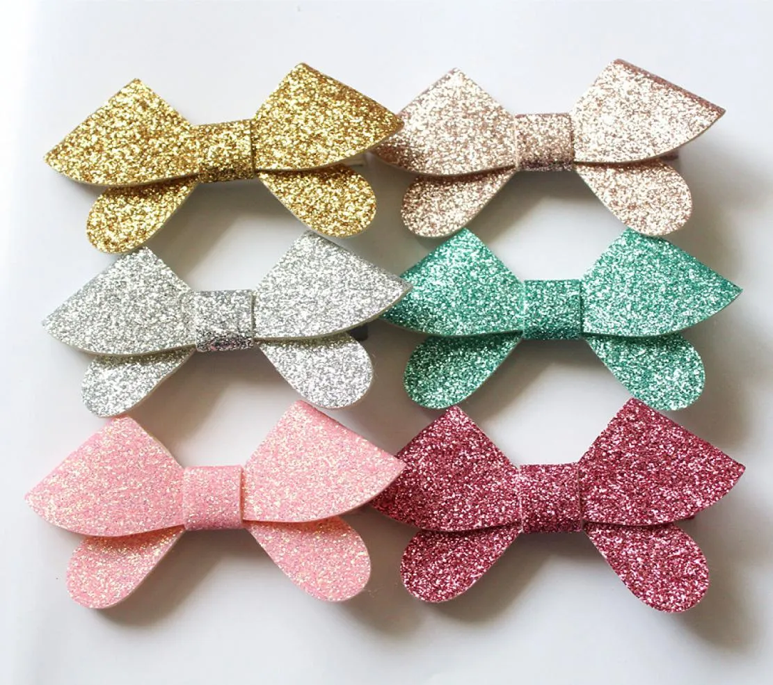 24pcs Korean Glitter Felt Shinning Bow Hair Modish Girls Hair Clips Double Layers Butterfly Kids Hairpin Cute Girls for Summer3977898