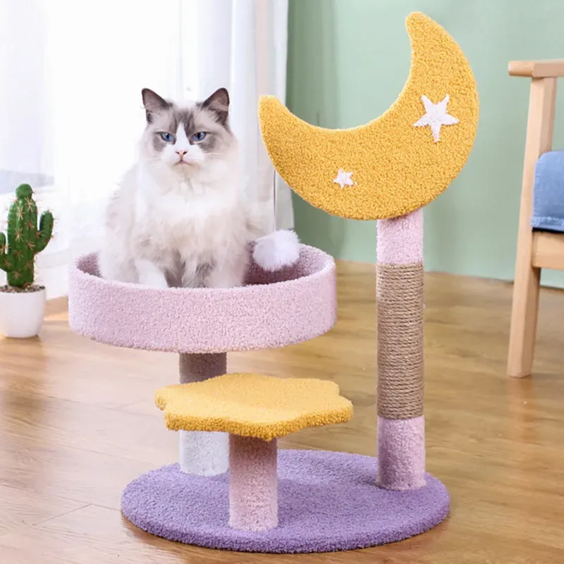 Arranhadores para gatos, torre de quatro camadas, quadro de escalada para gatos, casa de árvore, árvore de salto, sisal, arranhador para gatos, poste de arranhar, gatinho, brinquedo de arranhar