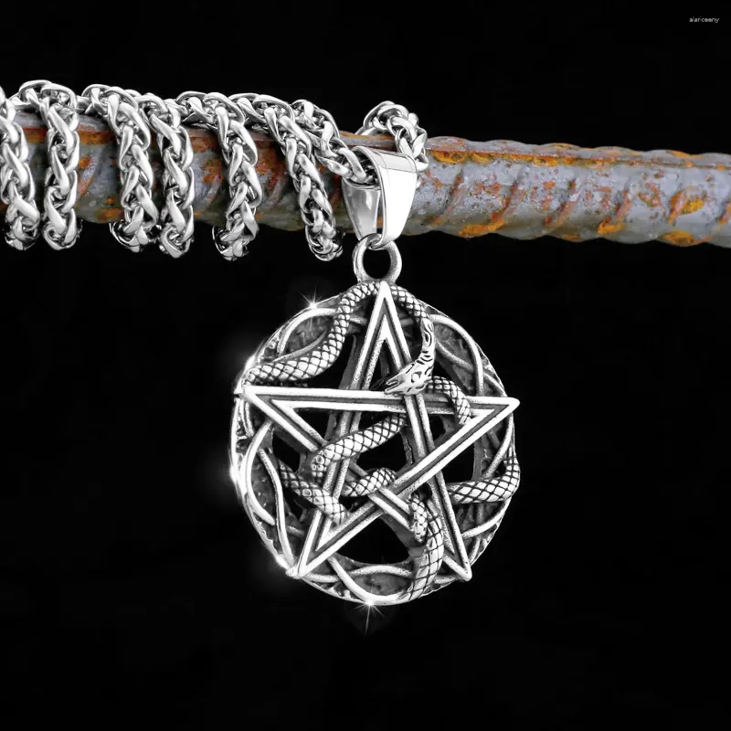 Hanger Kettingen Titanium Roestvrij Staal Mode Straat Staart Slang Pentagram Ketting Nordic Heren Amulet Dier Hip Hop Sieraden