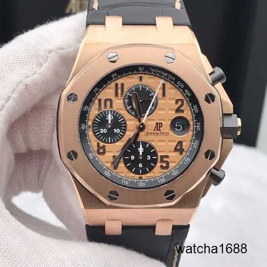 Business Wrist Watches Chronograph Wristwatch AP Watch Royal Oak Offshore Series Precision Steel 18k Rose Gold Automatic Machinery 42mm Date Display Timing Functi