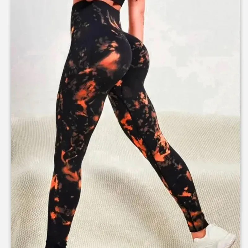 Outfit Tie Dye Seamless Leggings Women For Gym Yoga Pants Push Up Workout Sports Leggings High midje Tights Ladies Fitness Clothing