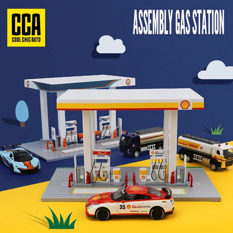 CCA Assembly Shell Tankstation Gulf Oil Tankstation Legering Diecast Automodel Handwerk Decoratie Collectie Gereedschap Kinderen Speelgoed Cadeau 240219