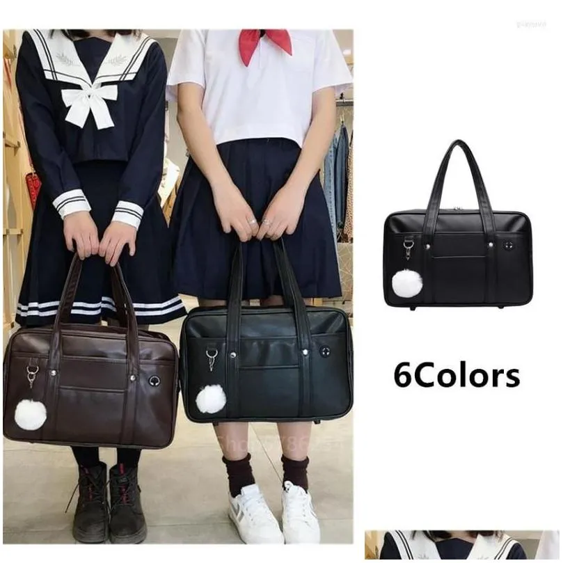 Ensembles de vêtements Uniforme scolaire japonais College Doll JK Sac Pu Cuir Étudiant Sacs à main pour femmes Hairball Casual Shoder Drop Livraison Dhi4X